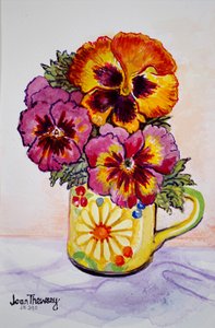 Pansies in a Patterned Mug, 2015